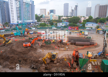 Singapour Jalan Besar,Rochor MRT Station,métro,sous le nouveau chantier de construction bâtiment, horizon de la ville, gratte-ciel, vue aérienne de Banque D'Images