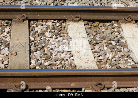 Close Up de voies de chemin de fer à Dawlish warren Devon, Angleterre Banque D'Images