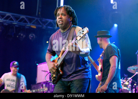 Le symbole - Stanley-Clarke-Wooten - American Electric Bass super groupe sur scène lors du Festival de jazz de Stockholm Banque D'Images