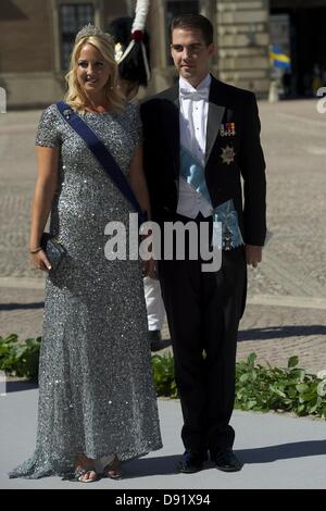 Stockholm, l'Espagne. 8 juin, 2013. La princesse Theodora de Grèce et le Prince Philippos de Grèce, assister au mariage de la Princesse Madeleine de Suède et Christopher O'Neill hébergé par le Roi Carl Gustaf XIV et de la reine Silvia au palais royal le 8 juin 2013 à Stockholm, Suède. (Crédit Image : Crédit : Jack Abuin/ZUMAPRESS.com/Alamy Live News) Banque D'Images