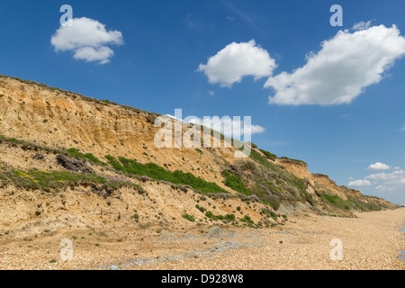 Falaises de sable à Barton Sur Mer / Barton-On-Sea - signes de l'érosion naturelle Banque D'Images