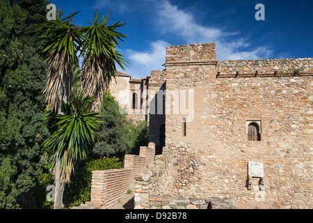 Castillo de Gibralfaro à Malaga, Andalousie Espagne. Construit par les Maures au début du 14ème siècle. Banque D'Images