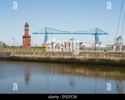 Middlesbrough Clocktower Dock c.1903 et transporter Bridge Banque D'Images