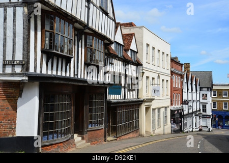 17ème siècle ancien du Tissiman Tailors shop, High Street, Bishop's Stortford, Hertfordshire, Angleterre, Royaume-Uni Banque D'Images