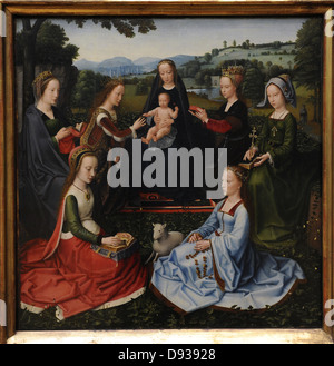 Adrien Isenbrant (ch. 1480/90-1551). Peintre flamand. Style Renaissance. Le Mariage mystique de Sainte Catherine d'Alexandrie. Banque D'Images