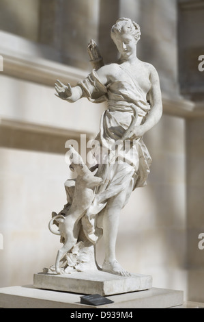 Frémin Compagne de Diane - Compagnon de Diana XVIII ème siècle en marbre sculpture française Ministère - Cour Marly - Musée du Louvre P Banque D'Images