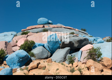 Roches Peintes, Tafraoute, Maroc Banque D'Images