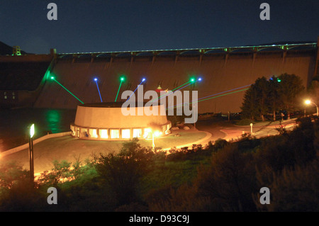 Le barrage Grand Coulee-1 Show Laser Lite Banque D'Images