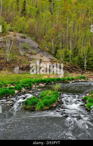 Le ruisseau Junction rapids d'inondations printanières dans le Grand Sudbury Ontario Canada Banque D'Images