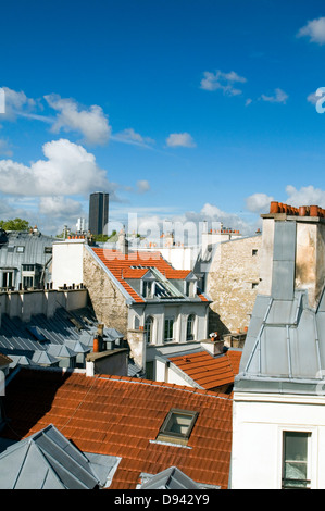 Toits de Paris France Europe plus haut immeuble Tour Montparnasse Tower à distance Banque D'Images