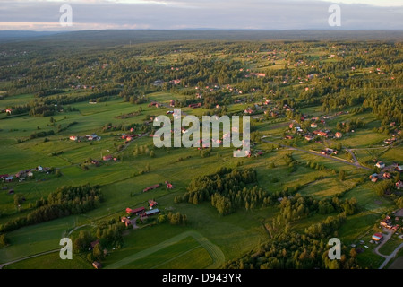 Les terres arables, vue aérienne, la Suède. Banque D'Images