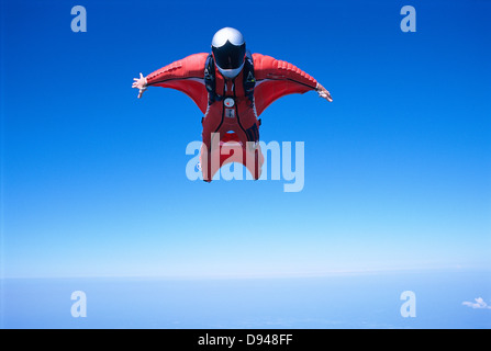 Cavalier en parachute dans l'air. Banque D'Images