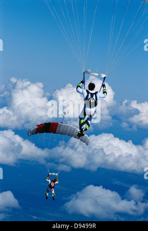 Les cavaliers de parachute, Gryttjom, la Suède. Banque D'Images