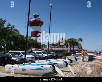 Location de voiliers catamaran à Harbour Town, Hilton Head, Caroline du Sud Banque D'Images