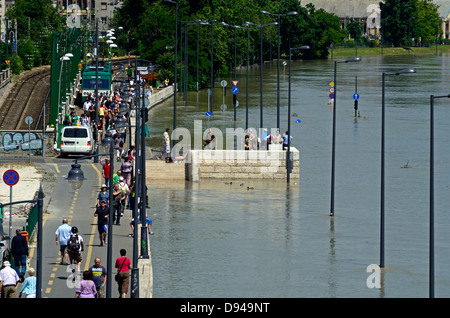 Inondations 2013 Danube Budapest Hongrie Banque D'Images