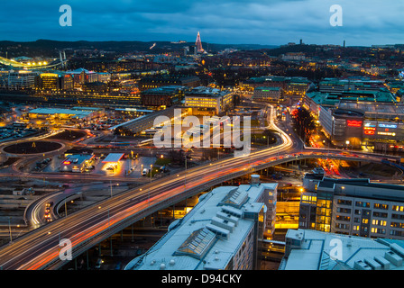 Vue d'exposition longue de cityscape, Göteborg, Suède Banque D'Images