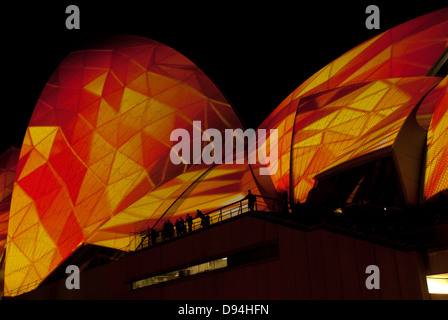 Sydney vive lumière sur l'Opéra de Sydney, Australie Banque D'Images