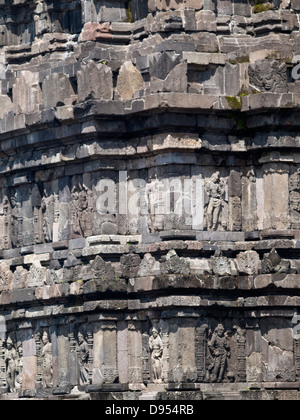 Détail de la sculpture sur pierre de la temples de Prambanan Banque D'Images