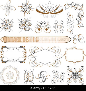 Éléments de conception de décoration : décoration page, cadres, des bannières, des rubans Banque D'Images