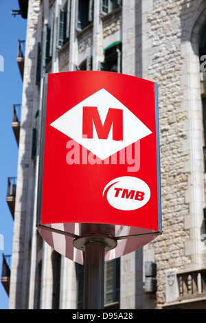 La station de métro de Barcelone pour signer la catalogne espagne Banque D'Images