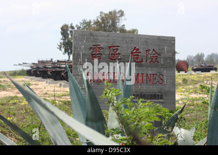 Minefiled signe. Kinmen National Park, comté de Kinmen, Taiwan Banque D'Images