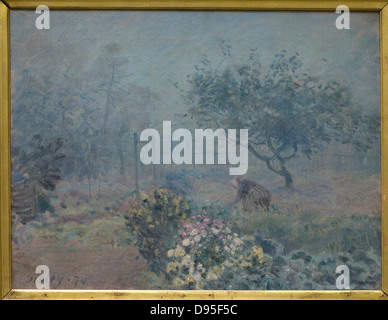 Alfred Sisley Le brouillard, voisins - Le Brouillard 1874 XIX e siècle école française Musée d'Orsay - Paris Banque D'Images