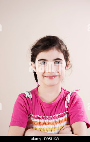 Head and shoulders Portrait of Girl in Studio Banque D'Images