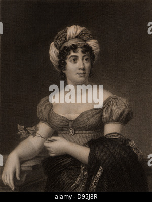 Germaine de Staël (1766-1817) Femme de lettres française, romancier, intellectuelle, politique et propagande. Fille du banquier Jacques Necker. Après la gravure portrait par François Gérard. À partir de 'La galerie de portraits', Vol VI, par Charles Knight Banque D'Images