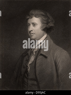 Edmund Burke (1729-1797), orateur politique anglo-irlandais, philosophe et écrivain, membre du parti politique le Whig. Après la gravure portrait par Joshua Reynolds. À partir de 'La galerie de portraits", Vol III, par Charles Knight (Londres, 1834). La gravure. Banque D'Images