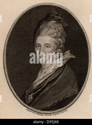 Mrs Piozzi. Hester Thrale Lynch (né Hester Lynch Salusbury 1741-1821) British diariste et auteur. Ami de beaucoup de figures littéraires de son époque, en particulier de M. Johnson. Après la mort de son mari Henry Thrale, en 1784 elle épousa Gabriel Piozzi, un maître à danser. Gravure tirée de "l'Magazine' (Londres, juillet 1786). Banque D'Images