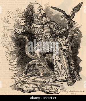 Alfred le Grand : Alfred Tennyson, lst Baron Tennyson (1809-1893) poète anglais. A succédé à William Wordsworth comme poète lauréat en 1850. Linley Sambourne Cartoon par Edward dans la série de portraits de fantaisie du poinçon de 'Punch' (Londres, 15 mars 1882). Banque D'Images