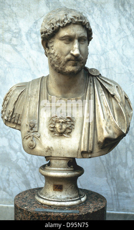 : Hadrien Publius Aelius Hadrianus (76-138), empereur romain de 117. Fondateur d'Adrianopolis. Buste. Banque D'Images