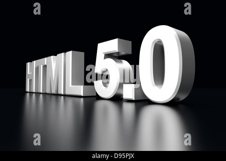HTML 5.0. Rendu 3D Illustration. Banque D'Images