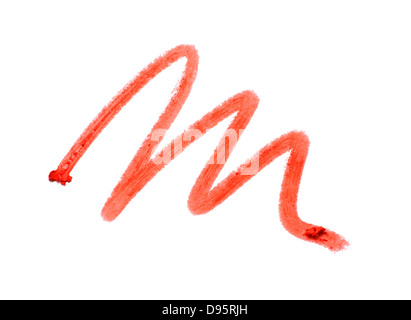 Rouge à lèvres crayon Squiggle de coupe de rouge à lèvres sur un fond blanc Banque D'Images