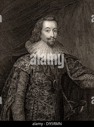 George Villiers, 1 duc de Buckingham (1592-1628) English courtier ; favori de Jacques Ier et Charles I. assassiné le 23 août 1628. La gravure. Banque D'Images
