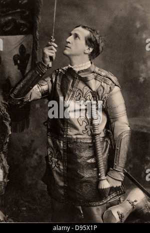 Frank Robert Benson (1858-1939) l'acteur anglais-manager qui s'est spécialisé dans des rôles shakespeariens. Ici comme Henry V dans 'King Henry V' (1599) Drame historique de William Shakespeare. C1900 de la photogravure. Banque D'Images