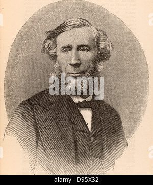 John Tyndall (1820-1893) Physicien britannique d'origine irlandaise. Professeur à l'Institution royale, Londres, 1854. A travaillé sur la chaleur, rayonnement et l'acoustique. Est mort d'empoisonnement accidentel le chloral. Gravure tirée de 'La science' (New York, 1873). Banque D'Images