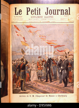 La politique étrangère russe. Nicolas II (1868-1919), Tsar de Russie de 1894, arrivant à Dunkerque, en France, une visite d'état. À partir de 'Le Petit Journal', Paris, 29 décembre 1901. Banque D'Images