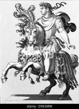 Néron (37-68), empereur romain 54-68. Tyrannique, immoral et extravagant, se suicide afin d'éviter d'être exécuté. Gravure sur acier 1850 Banque D'Images