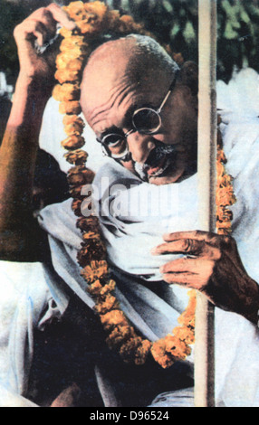 Mohondas Karamchand Gandhi (1869-1948), connu sous le nom de Mahatma (grande âme). Le leader nationaliste indien. Banque D'Images