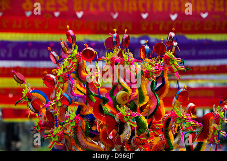 Les célébrations du Nouvel An chinois dans la région de Thanon Yaowarat, l'artère principale qui s'enfile par le quartier chinois de Bangkok Banque D'Images