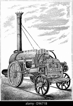 George Stephenson locomotive du 'Rocket'. La gravure sur bois c1875. Banque D'Images