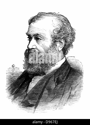 (William) Harrison Ainsworth (1805-1882) romancière anglaise ; oeuvres : "Old St Paul's', 'La Tour de Londres', 'Le Château de Windsor". Gravure sur bois portrait publié 1882. Banque D'Images