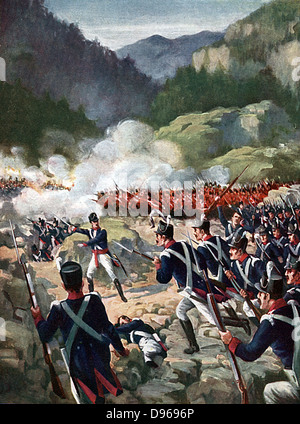 Bataille de Busaco, 27 Septembre 1810 : les troupes britanniques et alliées sous Wellington repoussé anglais sous Masséna. Au début du xxe siècle l'illustration de livres. Banque D'Images