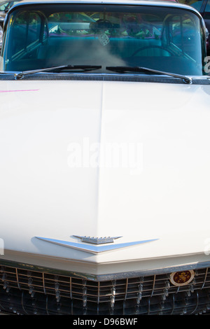 Close up de détail d'un oldtimer cadillac blanche Banque D'Images