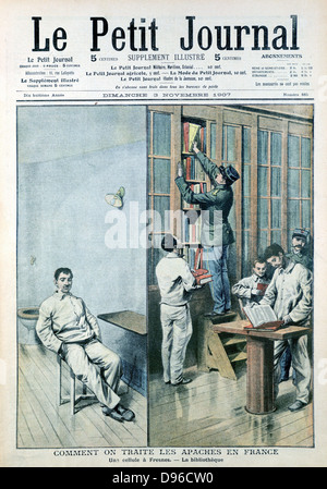 Bibliothèque de cellules et à la prison de Fresnes. À partir de 'Le Petit Journal', Paris, 9 novembre 1907. La France souffre de l'Apaches à l'époque, et certains pensaient que les prisons françaises devrait être plus comme l'anglais. Banque D'Images