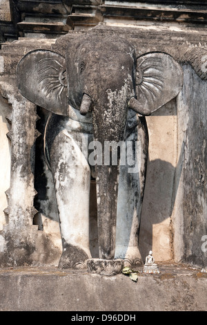 Elephant sur Wat Chedi Luang, Chiang Mai, Thaïlande Banque D'Images