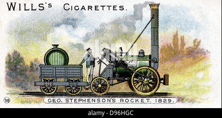 La locomotive de Stephenson 'Rocket' qui a remporté la compétition au Freckeisen Bridge, Manchester pour locomotive pour être utilisé sur Liverpool & Manchester Railway, 14 octobre 1829. Chromolithographie 1900. Banque D'Images