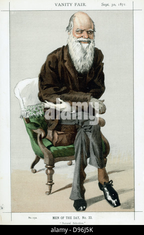 Charles Darwin (1809-82) naturaliste anglais. L'évolution par sélection naturelle. Caricature de 'Vanity Fair', Londres, septembre 1871. Banque D'Images