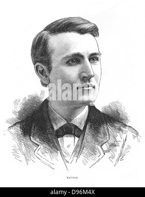 Thomas Alva Edison (1847-1931), inventeur américain. Gravure c1880 Banque D'Images